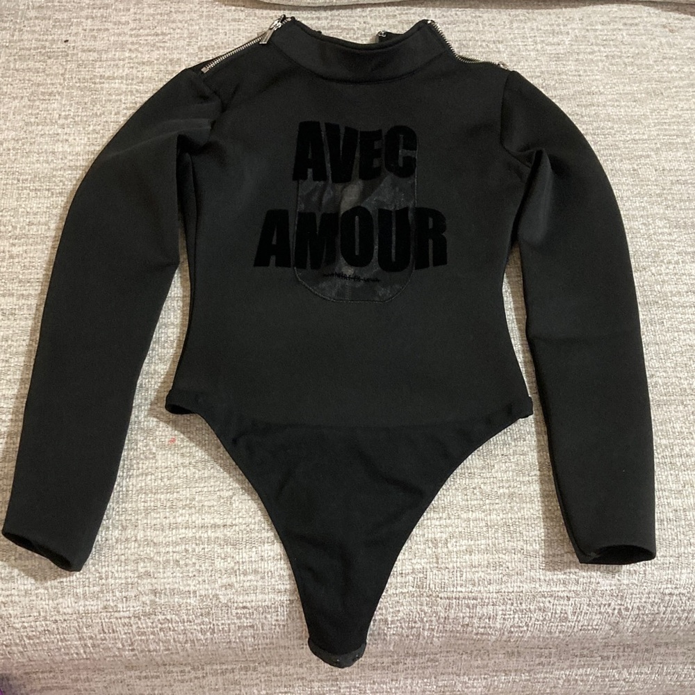 Maniere De Voir Black Avec Amour Bodysuit